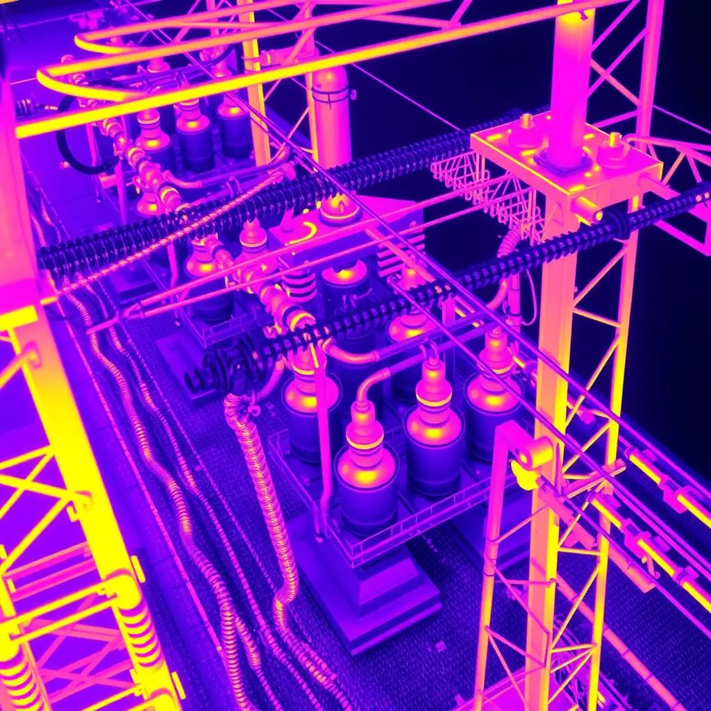 Thermal inspection of utility infrastructure showing hotspots